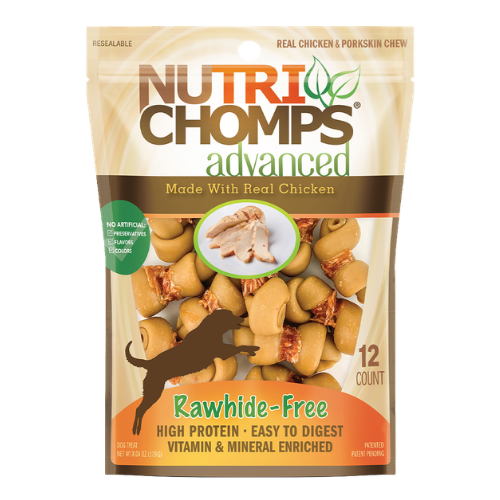Scott Pet Nutri Chomps Advanced Real Chicken Rawhide-Free Knot Dog Treats 12 ct