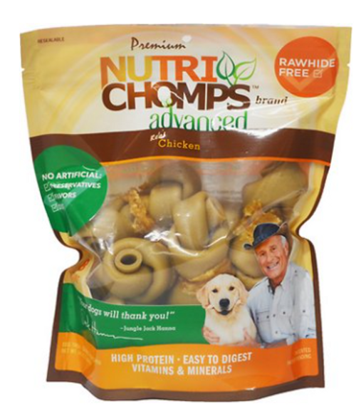 Scott Pet Nutri Chomps Advanced Real Chicken Rawhide-Free Knot Dog Treats 12 ct