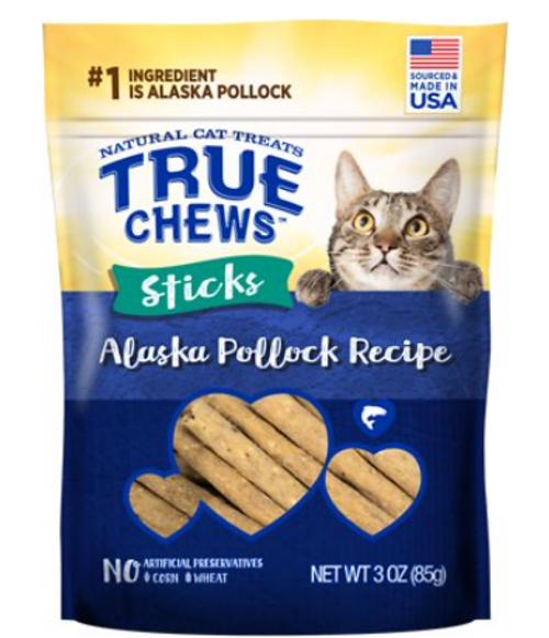 True Chews Alaskan Pollock Recipe Stick Cat Treats 3 oz