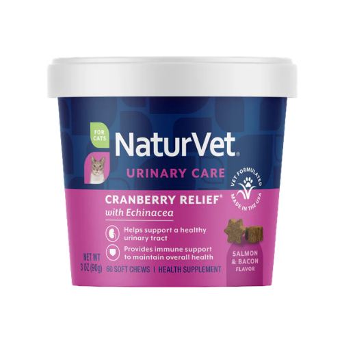 Naturvet Cranberry Relief Plus Echinacea Soft Chews Urinary Supplement for Cats 60 ct