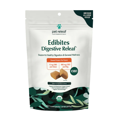 Pet Releaf Edibites CBD Digestive Health Sweet Potato Pie Soft Chews for Medium & Large Dogs 7.5 oz