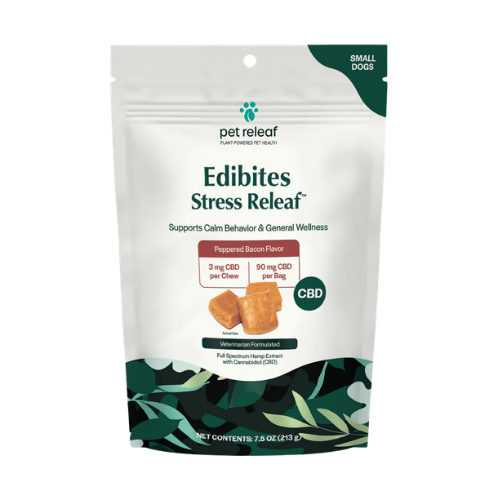 Pet Releaf Edibites CBD Peppered Bacon Flavor Soft Chews for Small Dogs 7.5 oz