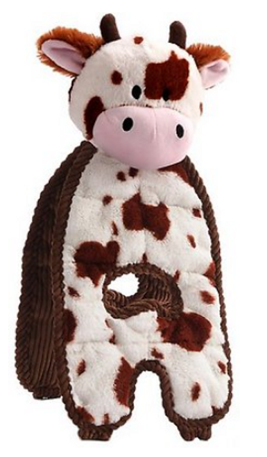 Charming Pet Cuddle Tugs Cow Squeaky Plush Dog Toy 