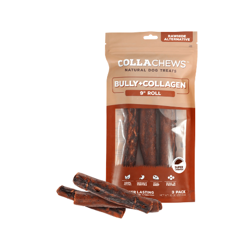 Collachews 9 in Collagen Bully Flavored Roll 3 pk
