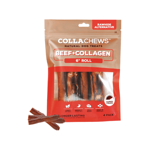 Collachews 6" Collagen Beef Flavored Roll 4 pk