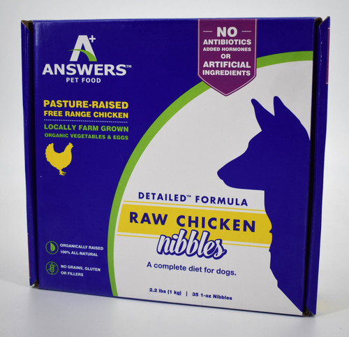 Answers Detailed Raw Frozen Chicken Nibbles for Dogs 35 pk