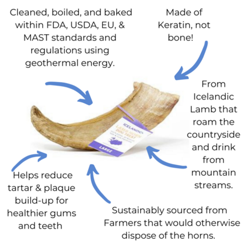 Icelandic Plus Small Lamb Horn With Marrow Dog Chew 1.4 oz