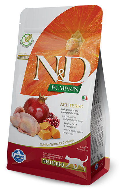 Farmina N&D Quail, Pumpkin, & Pomegranate Recipe Grain-Free Neutered Adult Dry Cat Food 3.3 lb