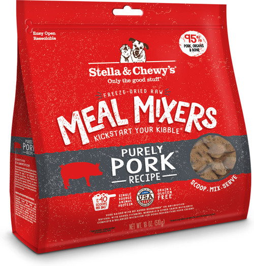 Stella & Chewy's Raw Purely Pork Meal Mixers Freeze-Dried Dog Food Topper 18 oz