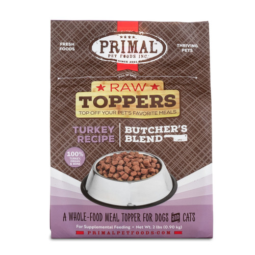 Primal Raw Frozen Butchers Blend Turkey Pet Food Topper 2 lb