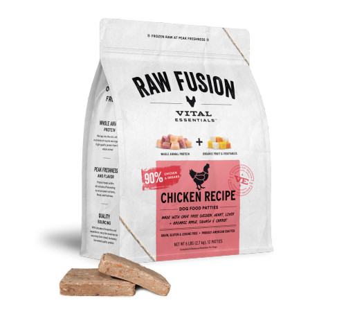 Vital Essentials Raw Fusion Chicken Dinner Patties Grain-Free Frozen Dog Food 6 lb