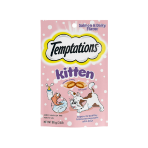 Whiskas Temptations Salmon & Dairy Flavor Crunchy and Soft Kitten Treats