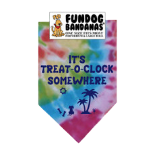 Fun Dog Bandanas Treat O'Clock Somewhere Pet Bandana 