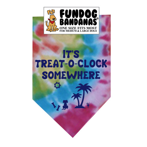 Fun Dog Bandanas Treat O'Clock Somewhere Pet Bandana 