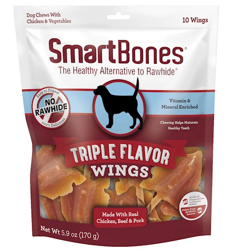 Smartbones Triple Flavor Wings with Chicken, Beef & Pork Dog Chews 10 ct