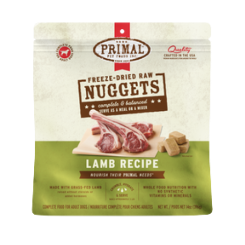 Primal Lamb Formula Nuggets Grain-Free Freeze-Dried Dog Food 14 oz