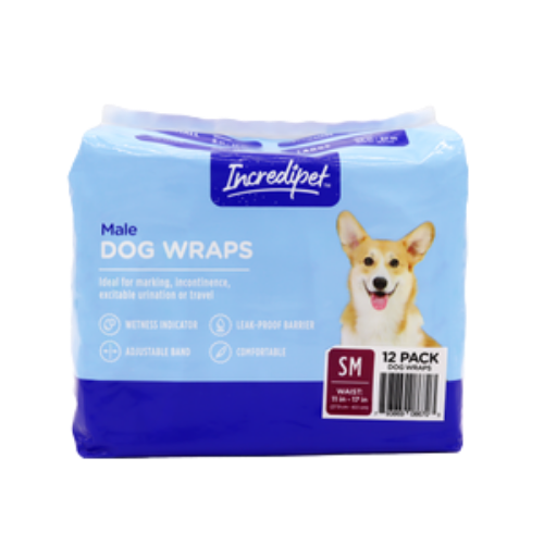 Incredipet Small Disposable Male Dog Wraps 12 pk