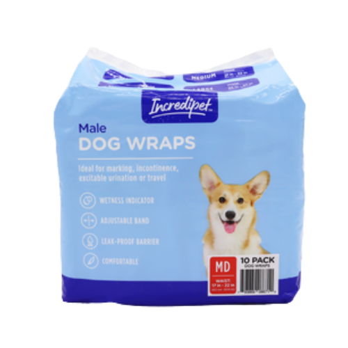 Incredipet Medium Disposable Male Dog Wraps 10 pk