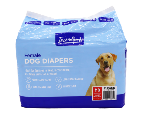Incredipet Medium Disposable Female Dog Diapers 13 pk
