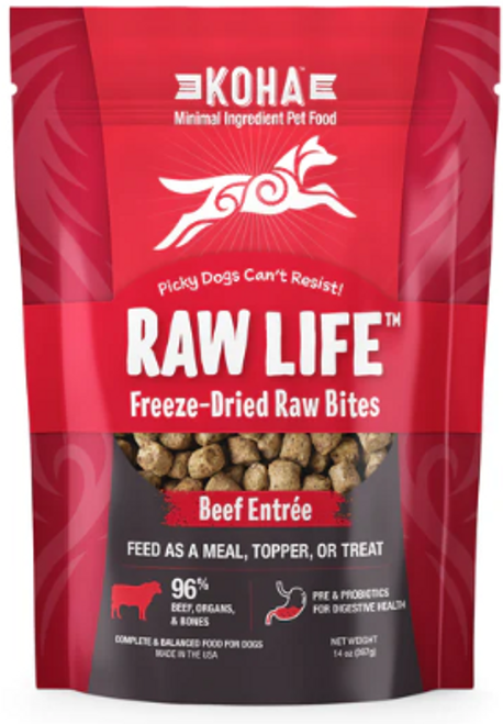 Koha Raw Life Freeze-Dried Raw Bites Beef Entrée for Dogs 14 oz