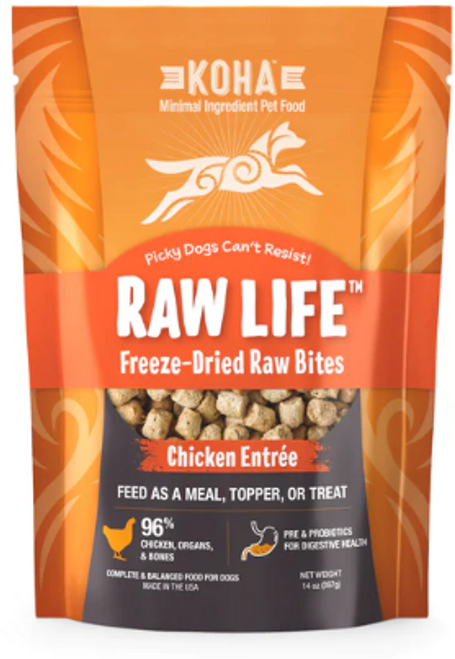 Koha Raw Life Freeze-Dried Raw Bites Chicken Entrée for Dogs 14 oz