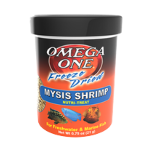 Omega One Freeze-Dried Mysis Shrimp Fish Food for Freshwater & Marine Fish .75 oz