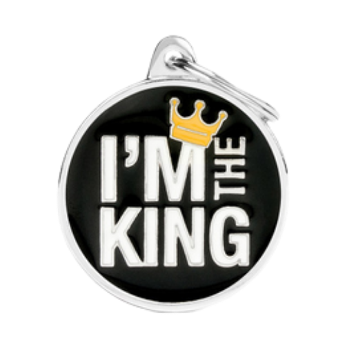 Myfamily Large Enamel "I'm the King" Personalized Dog ID Tag 