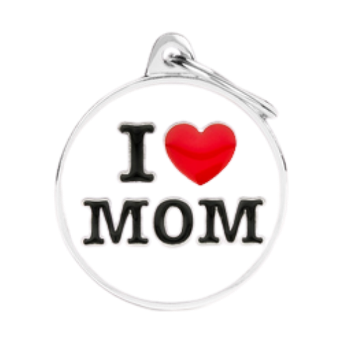 Myfamily Large Enamel "I Love Mom" Personalized Dog ID Tag 