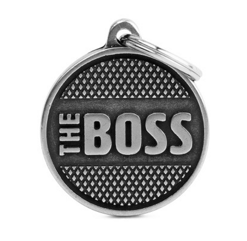 Myfamily Large Round Bronx "The Boss" Personalized Dog ID Tag 