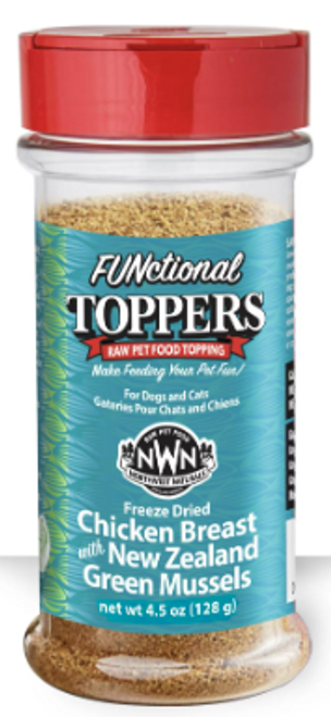 Northwest Naturals FUNctional Freeze-Dried Chicken Breast with New Zealand Green Mussels Pet Food Topper  3.5 oz