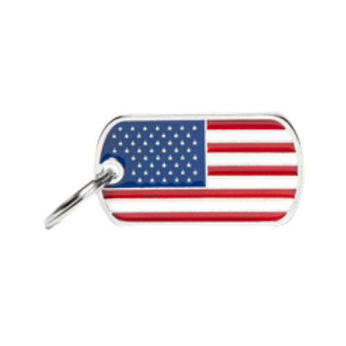Myfamily Enamel U.S.A. Flag Personalized Dog ID Tag 