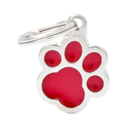 Myfamily Enamel Red Paw Personalized Dog ID Tag 