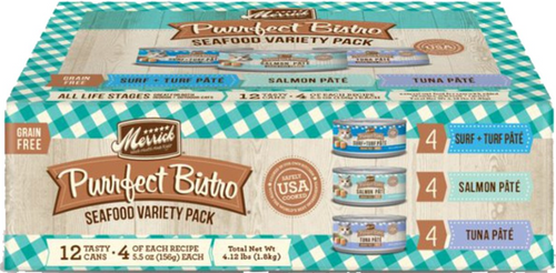 Merrick Purrfect Bistro Seafood Grain-Free Variety Pack Canned Cat Food 12 pk