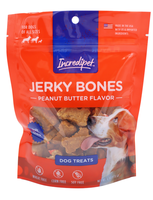 Incredipet Peanut Butter Flavored Jerky Bones Dog Treats 6 oz