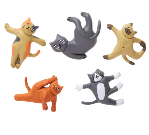 Kikkerland Cat Yoga Magnets 5 pk