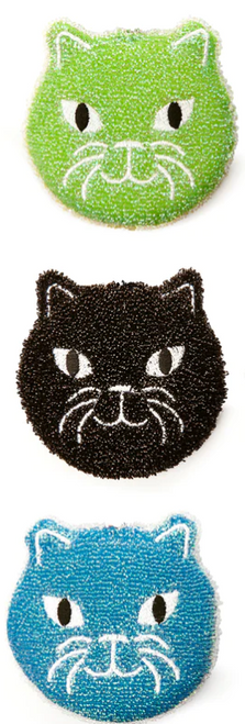 Kikkerland Cat Head Dish Sponge 3 pk