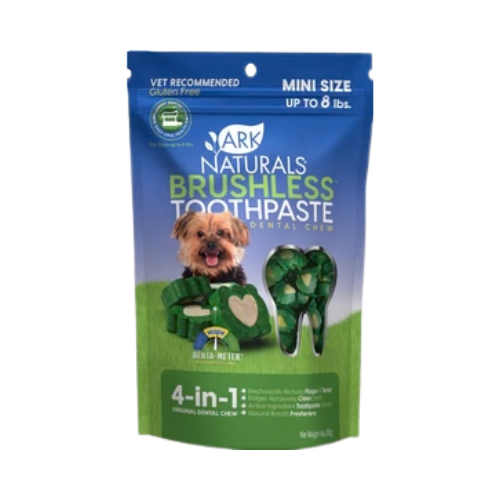Ark Naturals Brushless Toothpaste Mini Gluten-Free Dental Dog Treats 4 oz