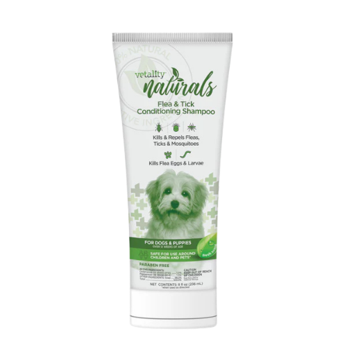 Vetality Naturals Flea & Tick Conditioning Shampoo for Dogs, Kills & Repels Fleas, Ticks & Mosquitoes 8 oz