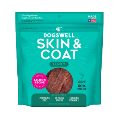 Dogswell Skin & Coat Salmon Recipe Jerky Dog Treats 18 oz