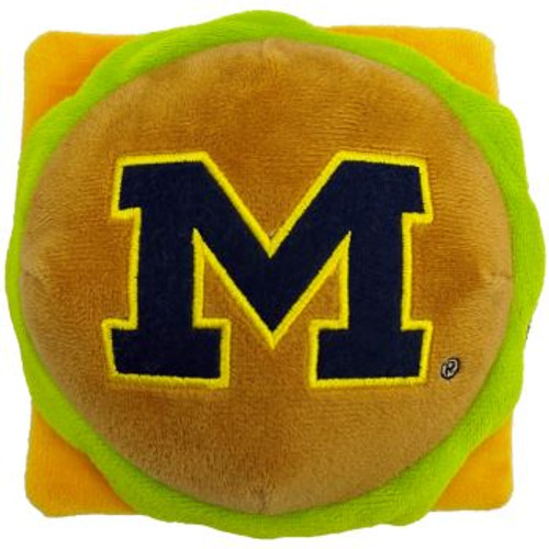 Pets First Michigan Wolverines Plush Hamburger Dog Toy 