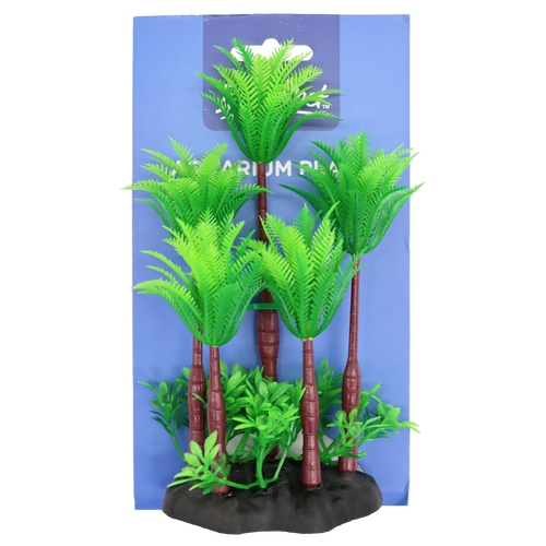 Incredipet Plastic Coconut Tree Aquarium Plant, Green 7 in