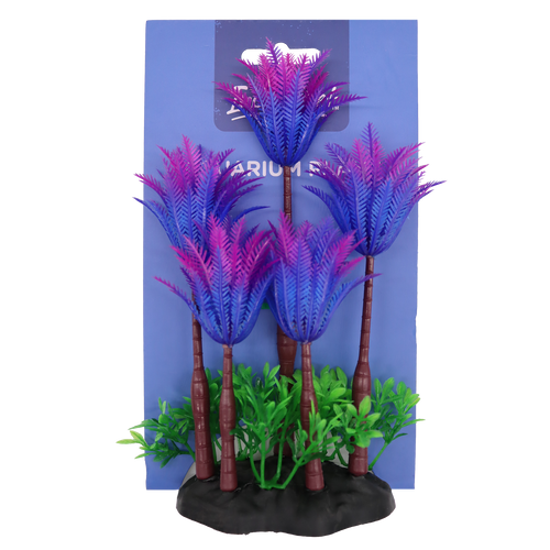 Incredipet Plastic Coconut Tree Aquarium Plant, Purple 7 in