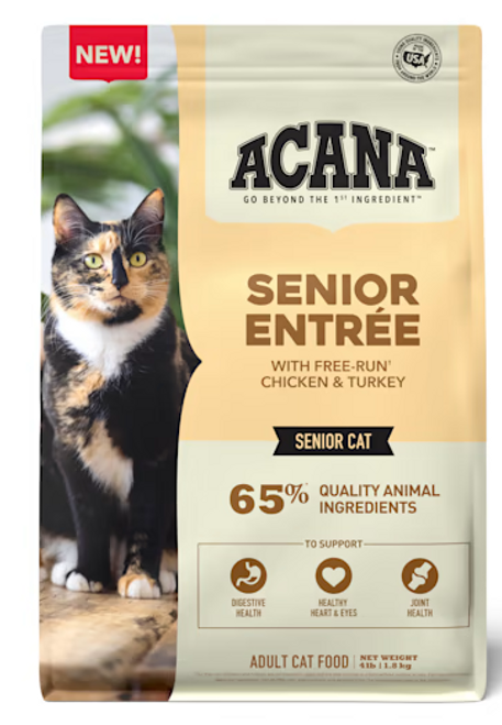 Acana Senior Entrée with Free-Run Chicken & Turkey Dry Cat Food 4 lb