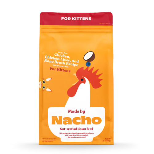 Made By Nacho Cage-Free Chicken, Chicken Liver & Bone Broth Recipe For Kittens Dry Cat Food 4 lb