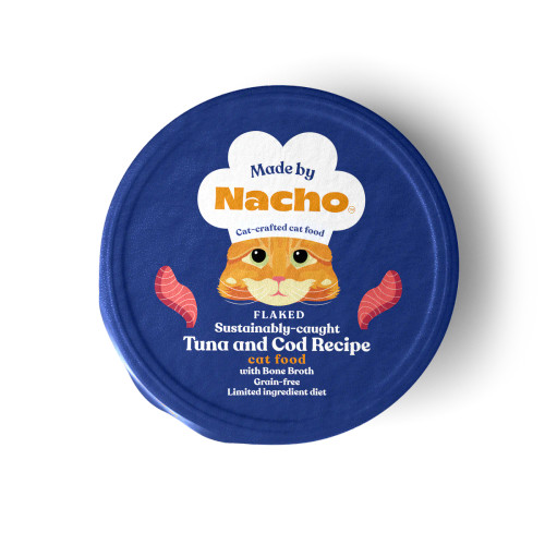 Made By Nacho Grain-Free Flaked Sustainably Caught Tuna & Cod Recipe with Bone Broth Cat Food Cup