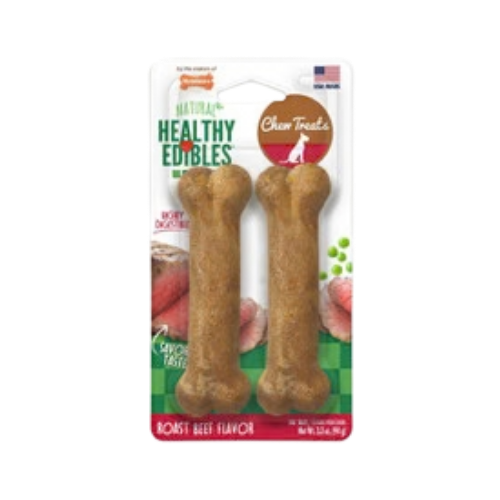 Nylabone Healthy Edibles All-Natural Long Lasting Roast Beef Flavor Chew Dog Treats, 2 ct up to 25 lbs