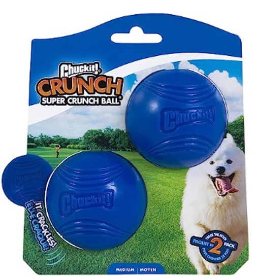 Chuckit Super Crunch Ball Dog Toy, 2 pk M