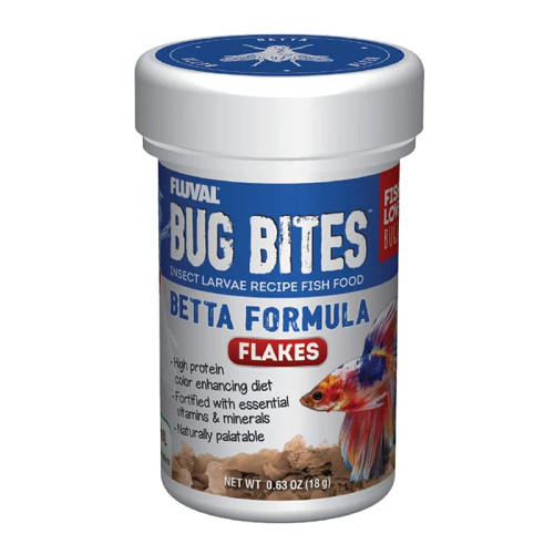 Fluval Bug Bites Betta Color Enhancing Flakes Fish Food .63 oz