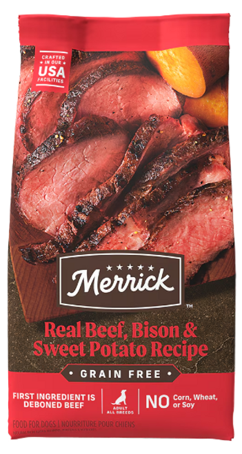 Merrick Grain-Free Adult Real Bison, Beef, & Sweet Potato Recipe Dry Dog 22 lb
