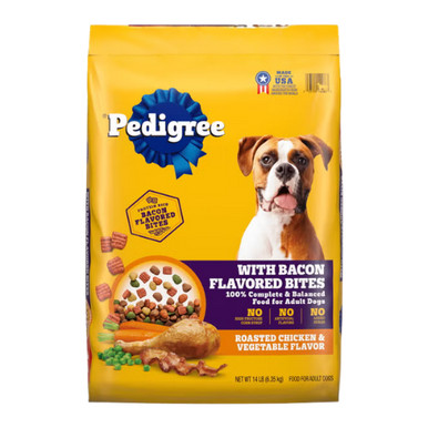 Pedigree Roasted Chicken & Vegetable Flavor with Bacon Flavored Bites Dry Dog Food  44 lb